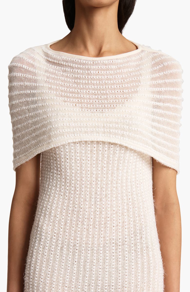 Khaite Thora Pointelle Maxi Sweater Dress with Removable Capelet, Alternate, color, Glaze