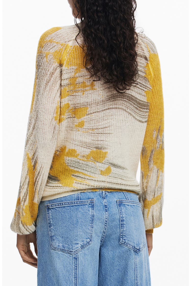 Abstract Print Crewneck Sweater, Alternate, color, YELLOW