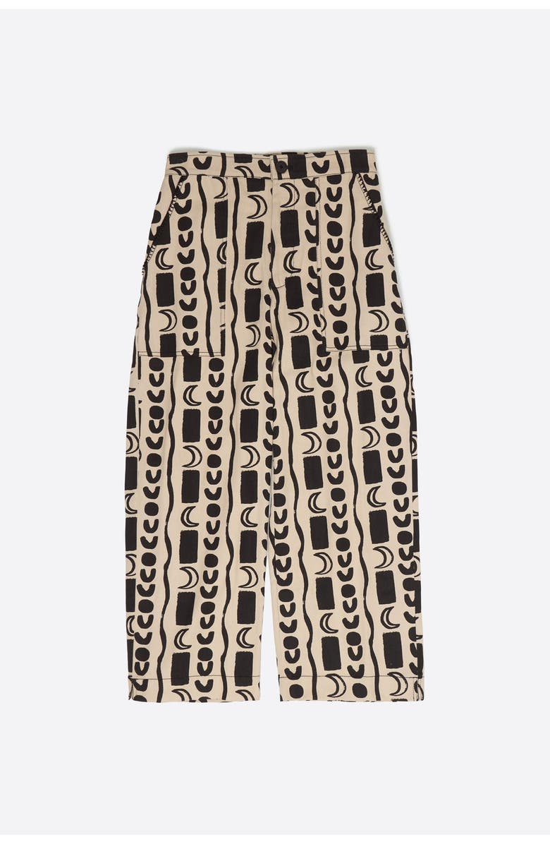 Bimba y Lola Moon Stripes Straight-Leg Trousers With Elasticated Waist, Alternate, color, Moon Stripes White
