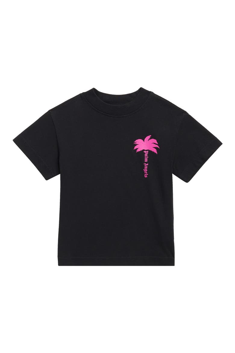Kids' The Palm Graphic Cotton T-Shirt, Main, color, BLACK FUCHSIA FLUO