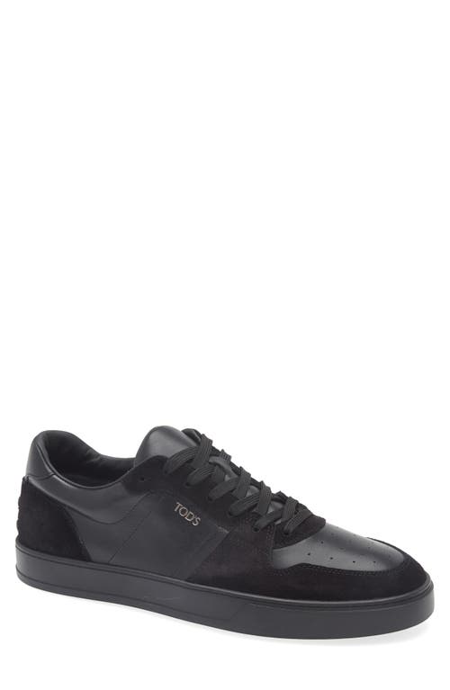 Tod's Leather & Suede Lace-up Low Top Sneaker In Nero