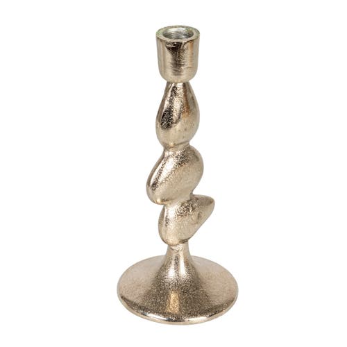 Storied Home Cast Aluminum Stacked Taper Holder, Silver Finish In Gold
