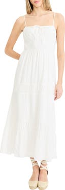 The Good Journey Square Neck Tiered Midi Sundress