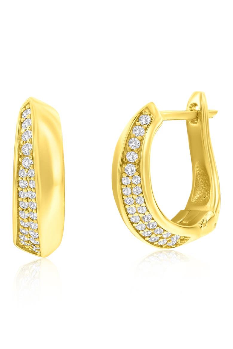 Pavé Cubic Zirconia Huggie Hoop Earrings, Main, color, GOLD