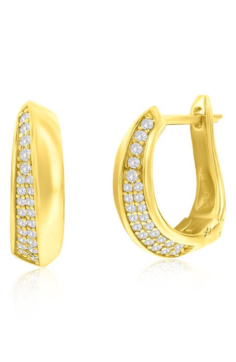 Pavé Cubic Zirconia Huggie Hoop Earrings