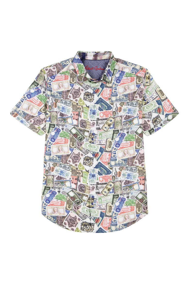 The Heist Short Sleeve Cotton Button-Up Shirt, Alternate, color, WHITE MULTI