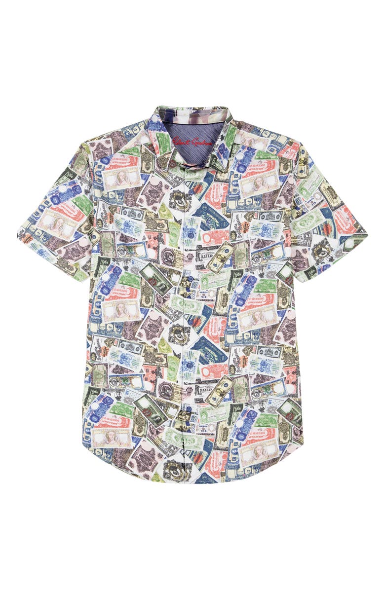Robert Graham The Heist Short Sleeve Cotton Button-Up Shirt, Alternate, color, 