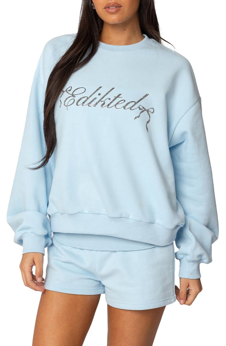 EDIKTED Super Edikted Oversize Crewneck Sweatshirt, Main, color, Light-Blue