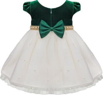 Velvet Faux Pearl Mesh Dress