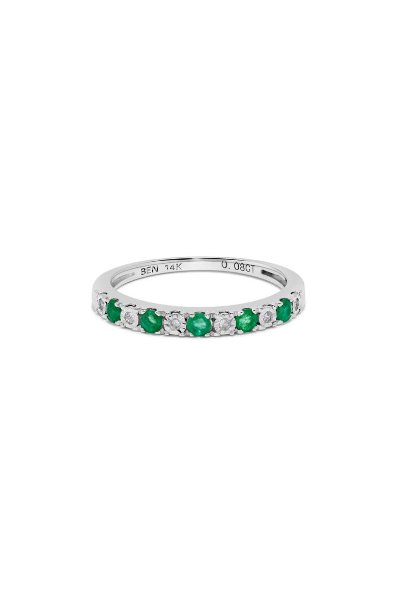 Diamond & Stone Stackable Ring - 0.38ct., Main, color, WHITE GOLD/ EMERALD/ DIAMOND