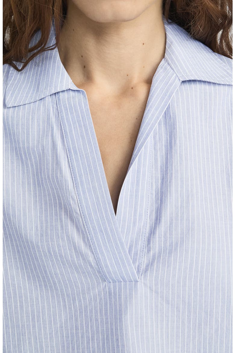 The Stripe V-Neck Popover Top, Alternate, color, VENICE BLUE MULTI