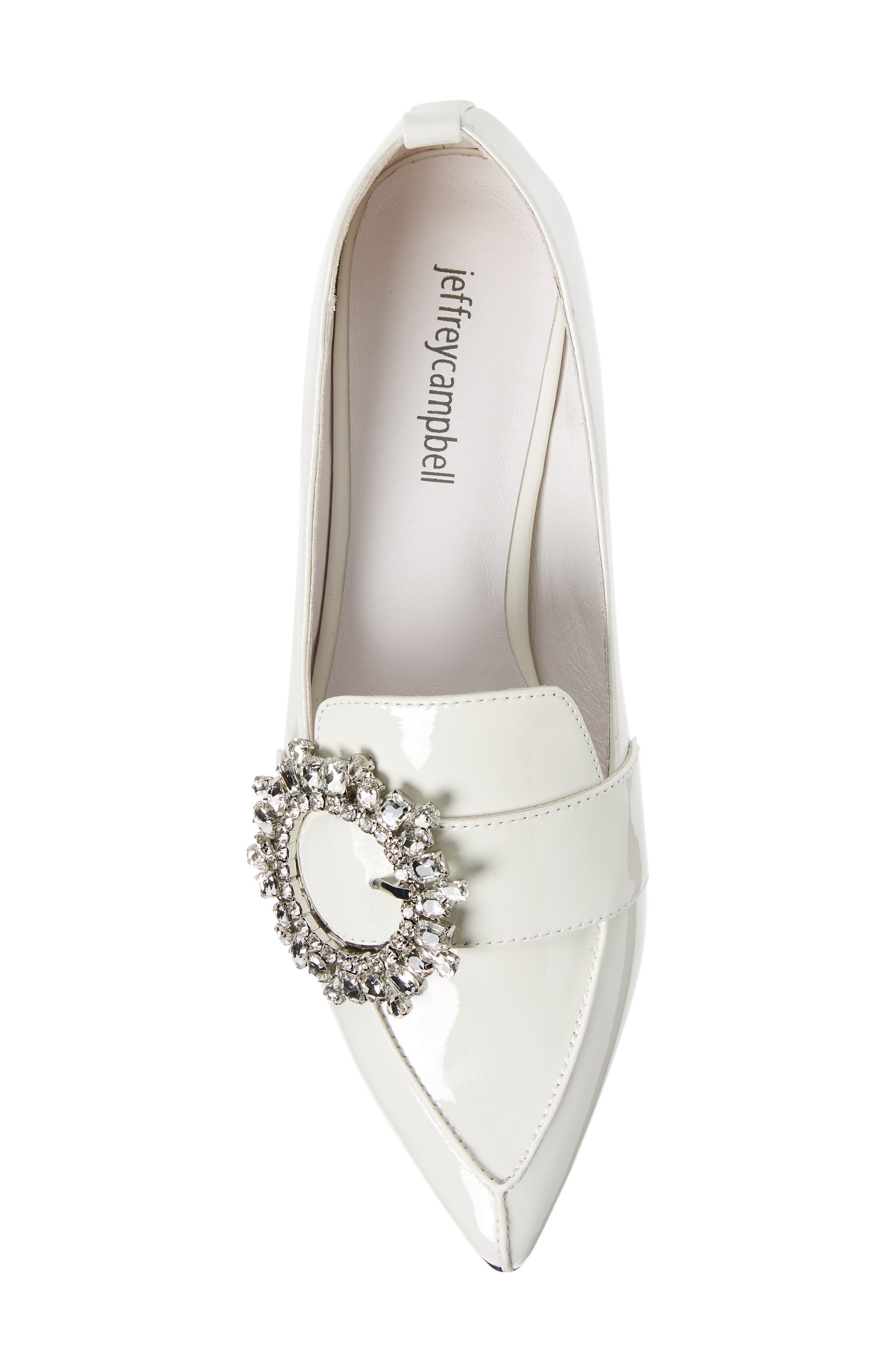 Viona Crystal Buckle Pump, Alternate, color, BEIGE CRINKLE PATENT CLEAR