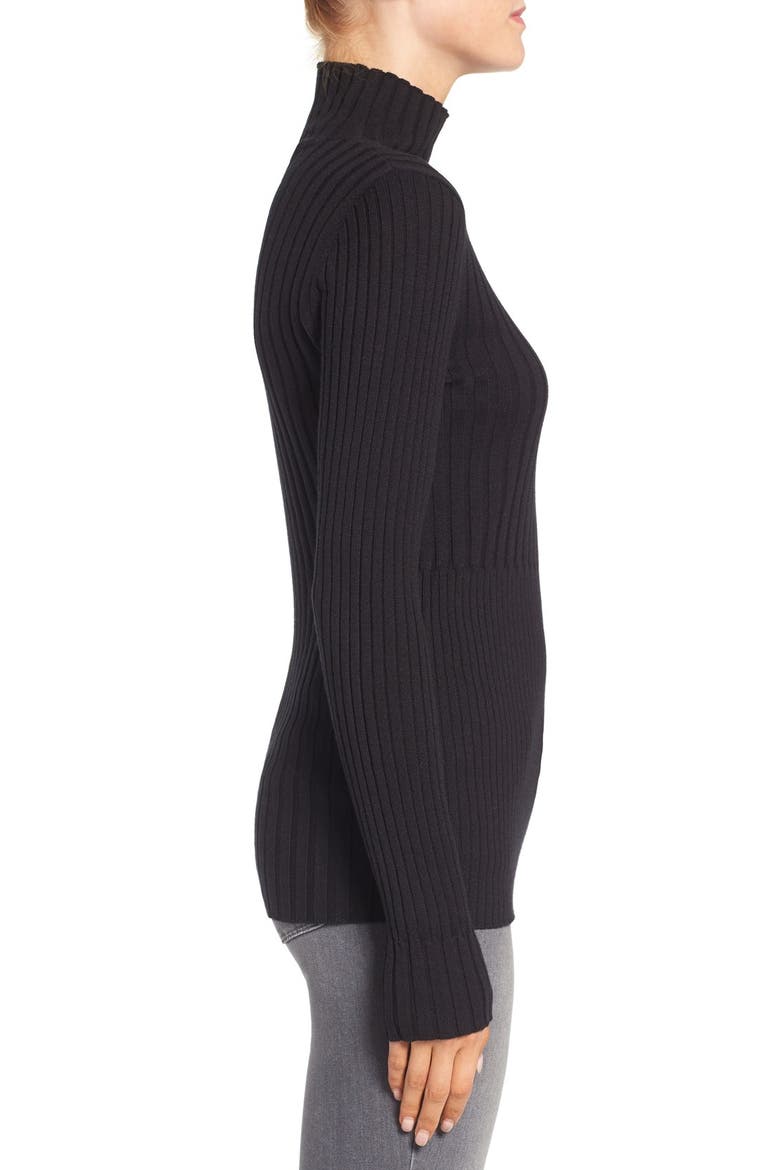 Ribbed Long Sleeve Turtleneck Top, Alternate, color, BLACK