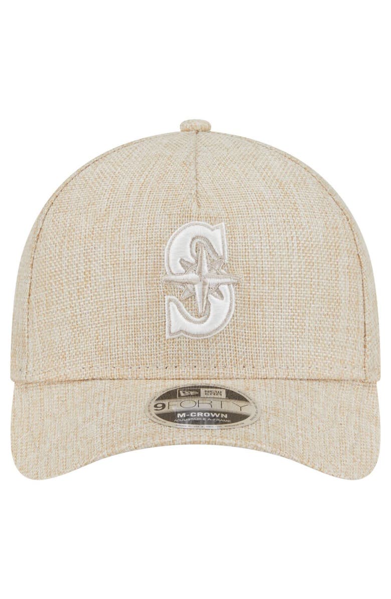 New Era Men's New Era Beige Seattle Mariners Cotton Weave M-Crown A-Frame 9FORTY Adjustable Hat, Alternate, color,