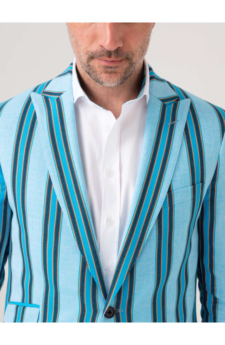 Koy Clothing Striped Kikoy Cotton Blazer, Alternate, color, Turquoise