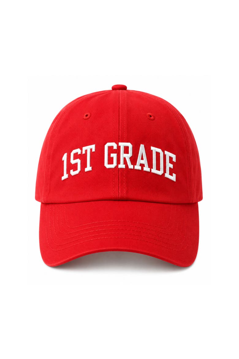 Back-to-School First Grade Baseball Hat, Main, color, Red/White