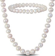 DELMAR Cultured Freshwater Pearl Necklace & Bracelet Set
