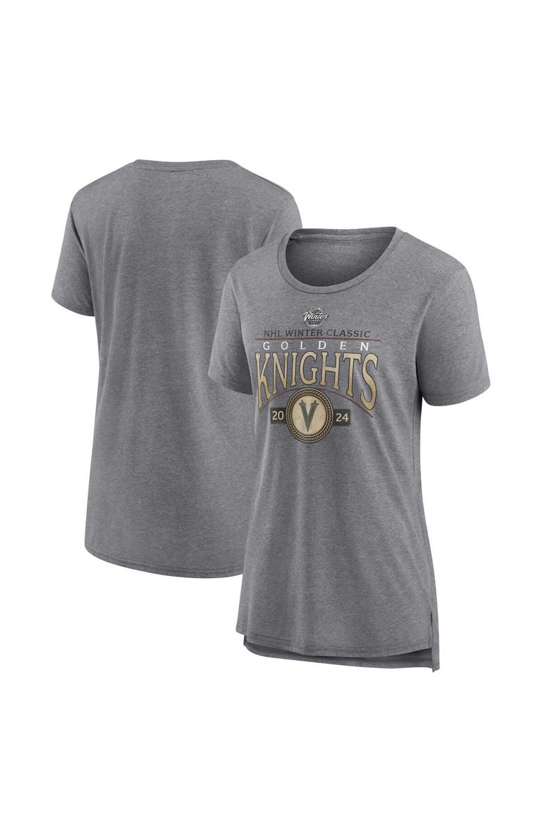 FANATICS Women's Fanatics Branded Heather Gray Vegas Golden Knights 2024 NHL Winter Classic Distressed Tri-Blend T-Shirt, Main, color, 
