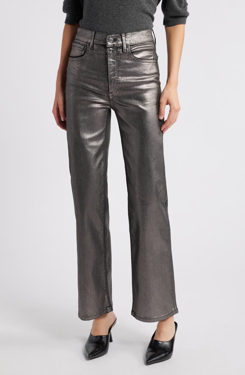 FRAME Le Sleek Straight Leg Coated Jeans, Main, color, Gunmetal Chrome