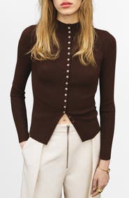 MANGO Mock Neck Cardigan