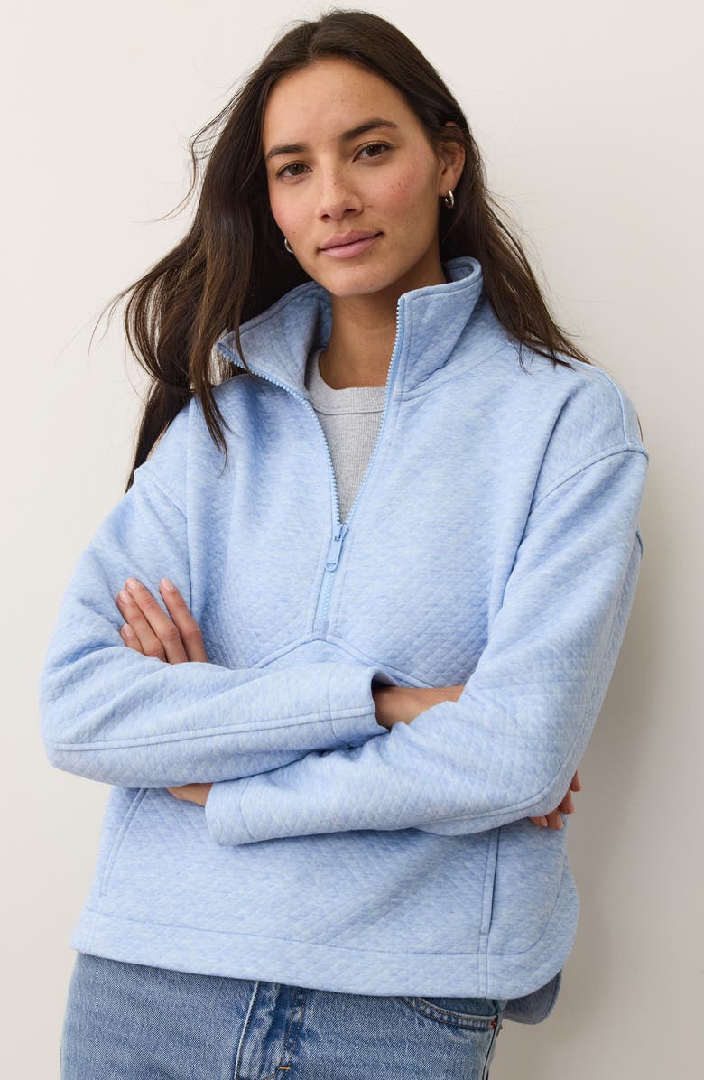 Marine Layer Corbet Quilted Half-Zip Sweatshirt, Alternate, color, Soft Chambray
