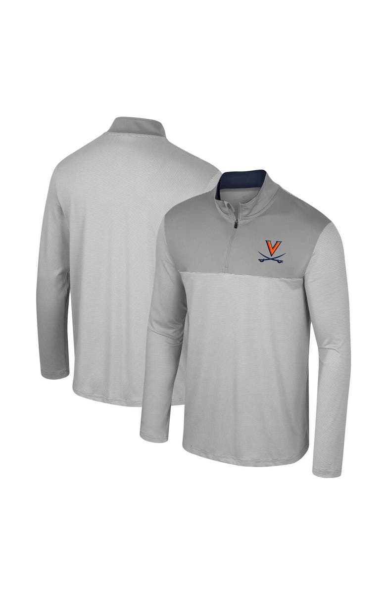 COLOSSEUM Men's Colosseum Gray Virginia Cavaliers Tuck Quarter-Zip Top, Main, color,