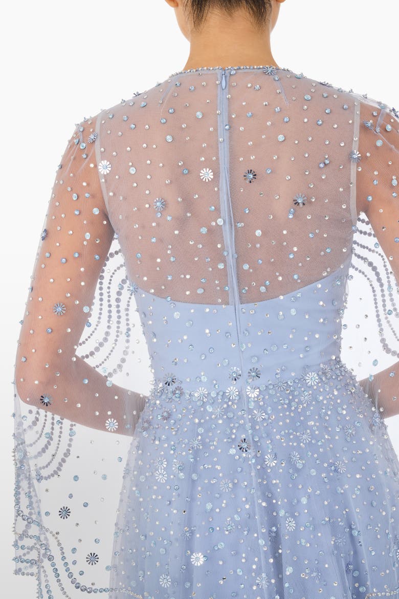 Oliver Beaded-Appliqué Maxi Dress, Alternate, color, Blue Slate