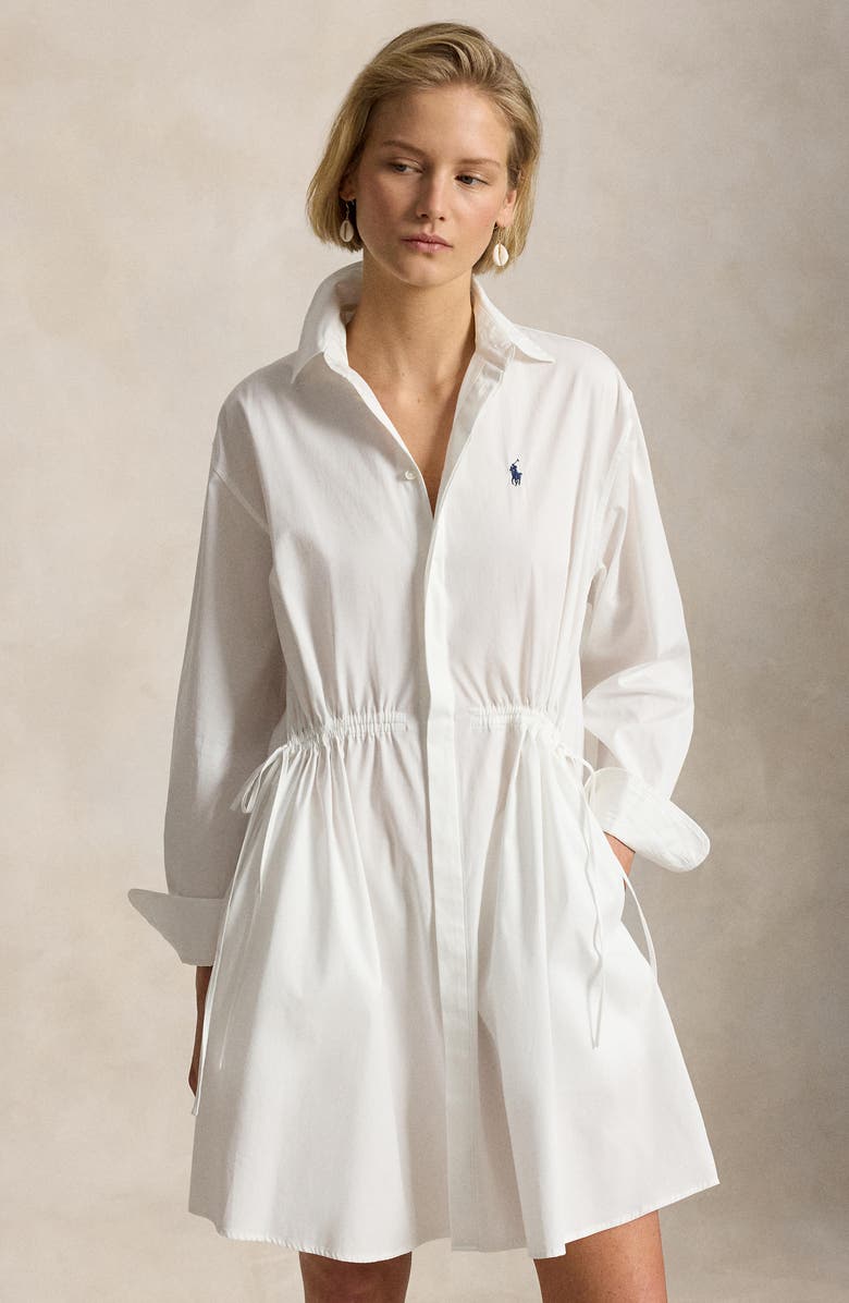 Polo Ralph Lauren Long Sleeve Cotton Poplin Shirtdress, Alternate, color, White