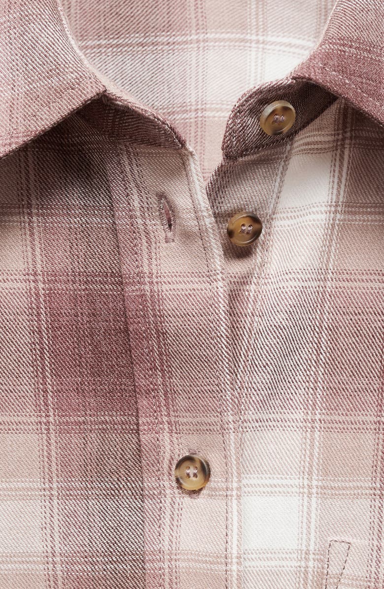 MANGO Plaid Cotton Blend Flannel Button-Up Shirt, Alternate, color,