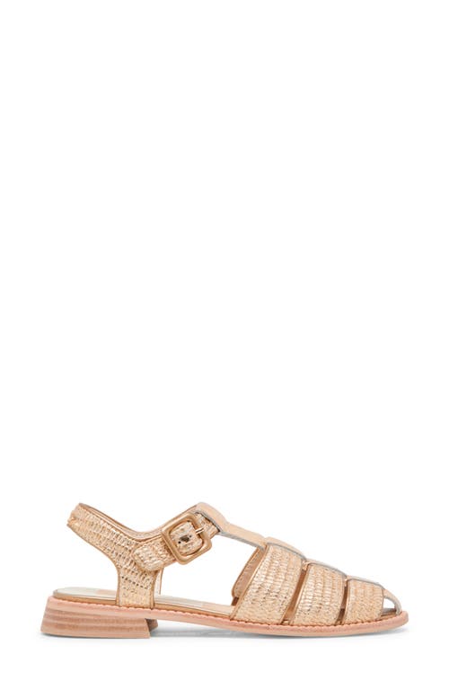 Dolce Vita Holis Womens Cushioned Footbed Leather Strappy Sandals In Light Gold Raffia