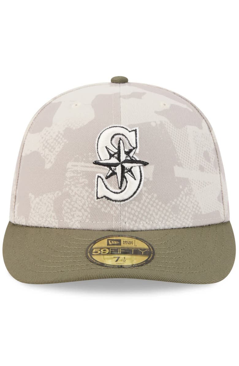 New Era Men's New Era Light Beige/Olive Seattle Mariners 2025 Armed Forces Day 59FIFTY Fitted Hat, Alternate, color, Light Beige