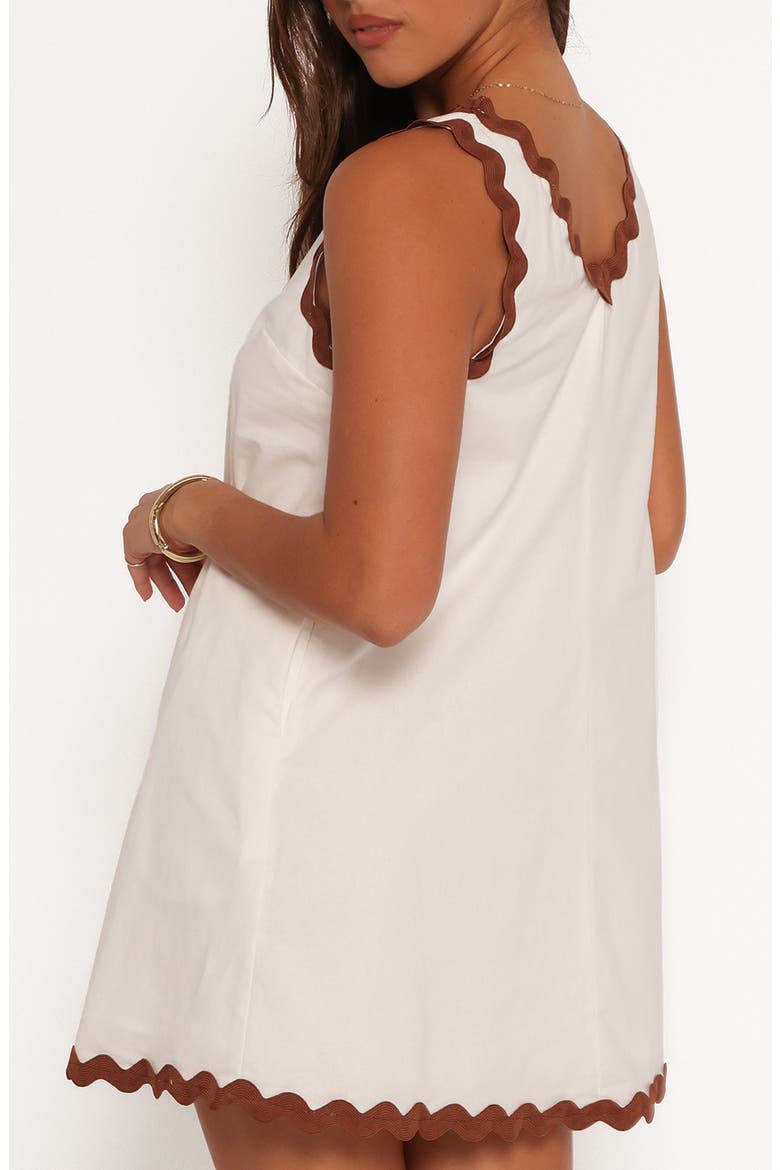 Calliope Rickrack Trim Cotton & Linen Minidress, Alternate, color, WHITE TAN