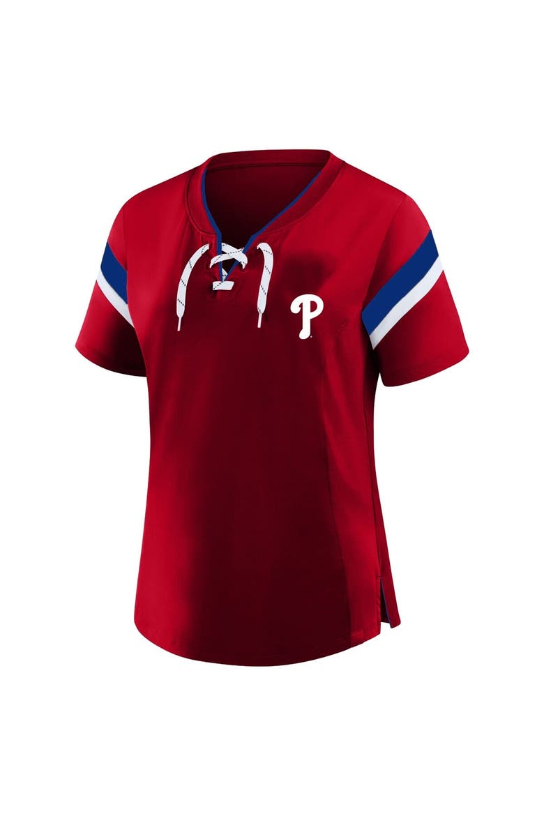 Women's Profile  Red Philadelphia Phillies Lace-Up T-Shirt, Alternate, color, Red