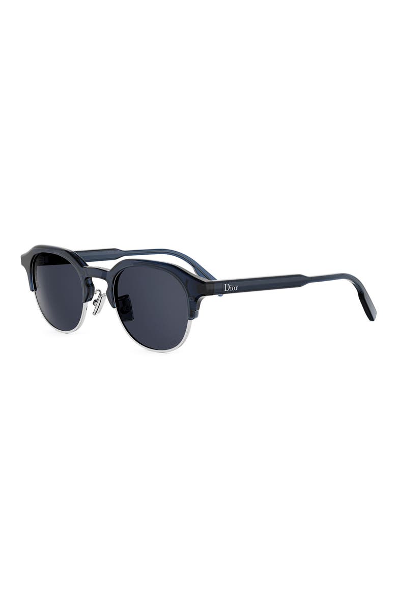 DioRibbon R1I 49mm Geometric Sunglasses, Alternate, color, SHINY BLUE / SMOKE