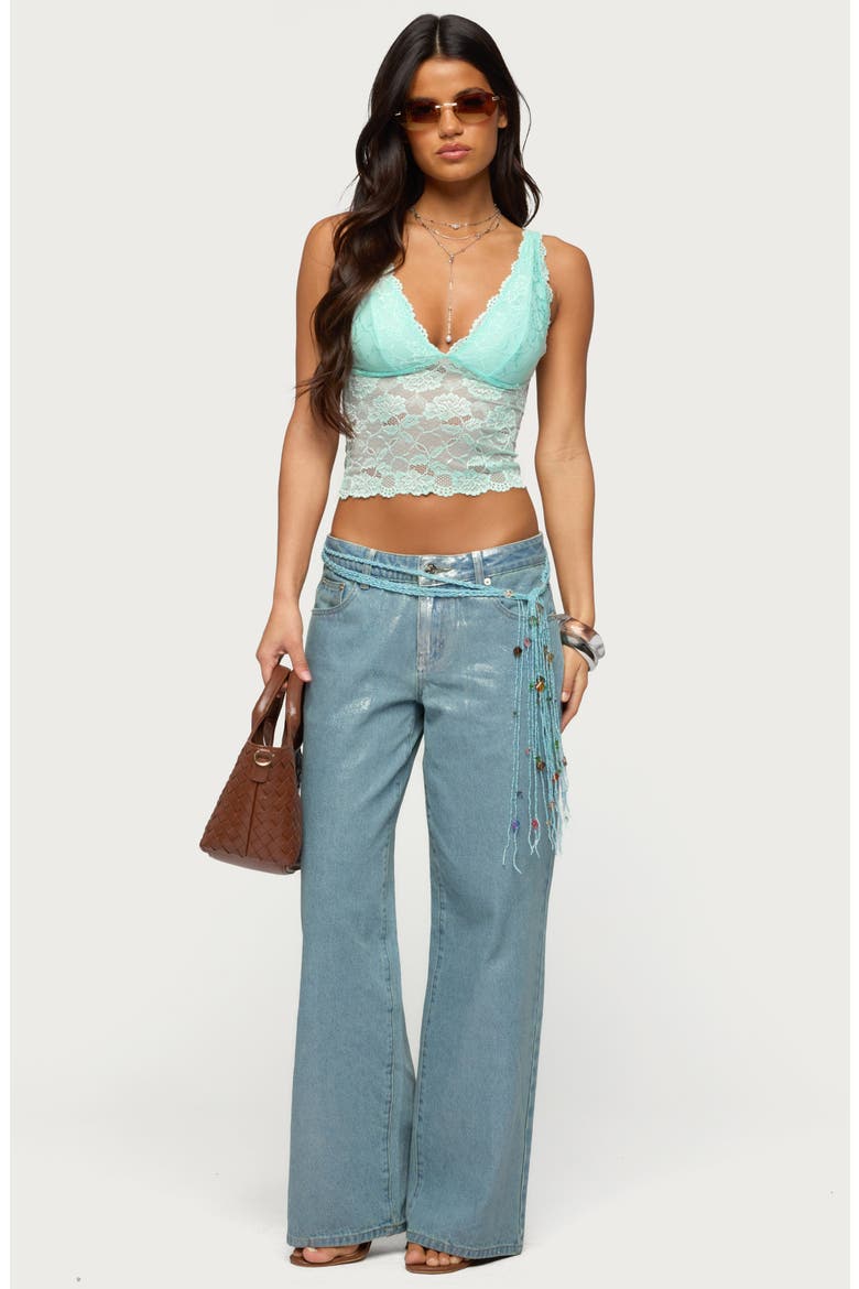 Vanya Lace V-Neck Tank, Alternate, color, AQUA