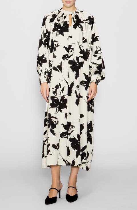 Floral Print Long Sleeve Maxi Dress