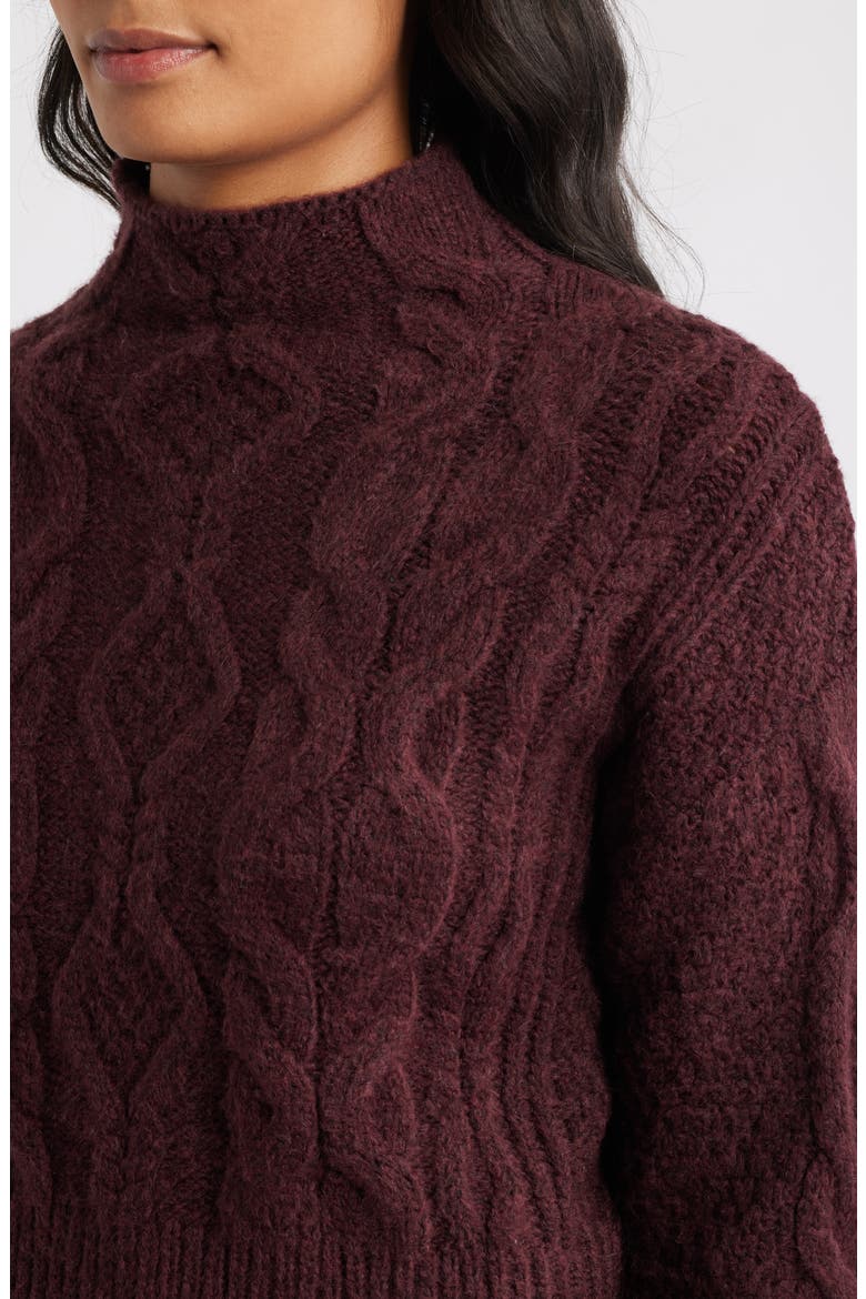 Reba Funnel Neck Cable Sweater, Alternate, color, OXBLOOD