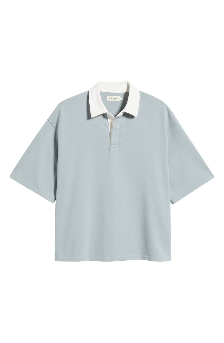 FRAME Cotton Half Placket Rugby Polo, Main, color, Blue Grey