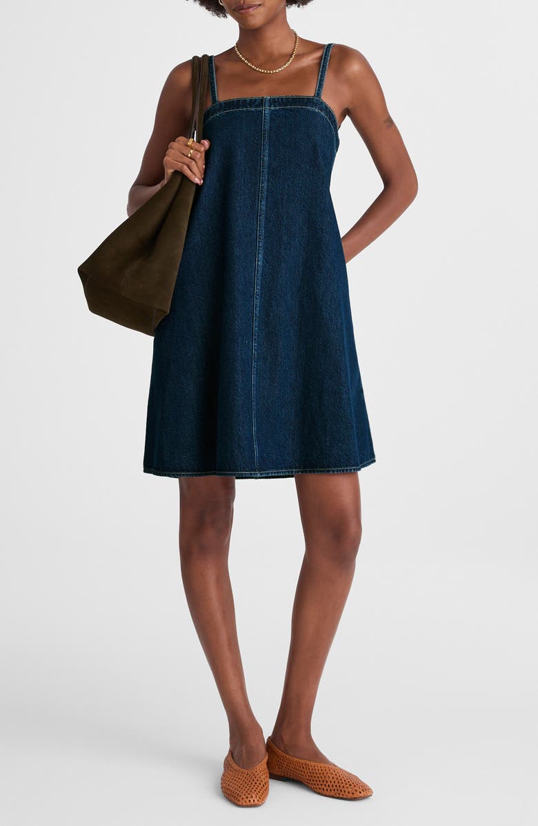 Madewell Denim A-Line Dress, Alternate, color, Bright Rinse Wash