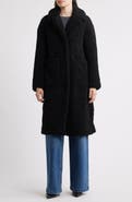 BCBGMAXAZRIA Notch Collar Faux Shearling Long Coat