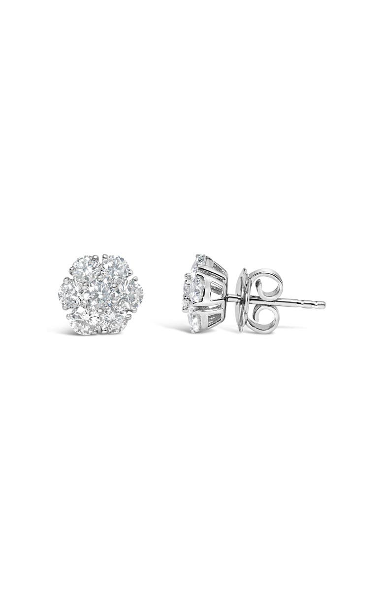 Haus of Brilliance 14K White Gold 1 3/4 Ct Lab Grown Diamond Floral Cluster Composite Stud Earring, Alternate, color, White
