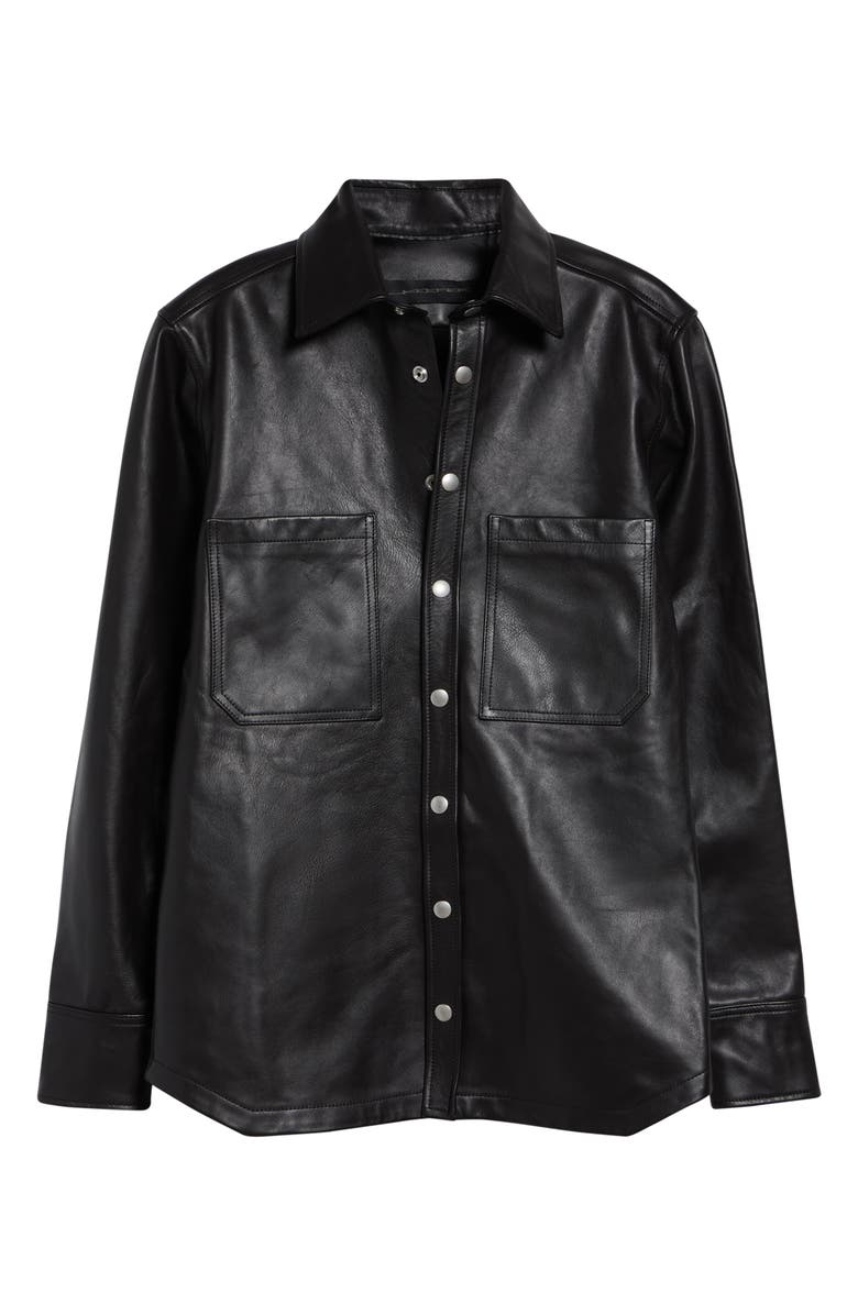 JKEEFER Stabb Leather Shirt Jacket, Main, color, Black