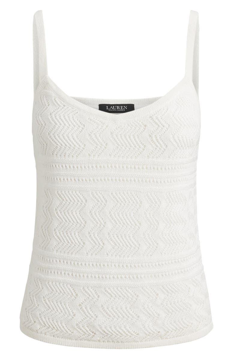 Lauren Ralph Lauren Mixed Stitch Linen & Cotton Sweater Tank, Alternate, color, White