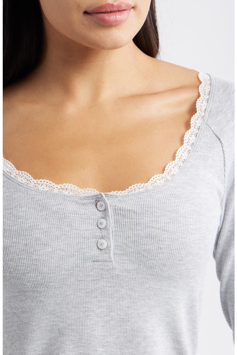 Daydream Lace Trim Rib Crop Top, Alternate, color, GREY HEATHER