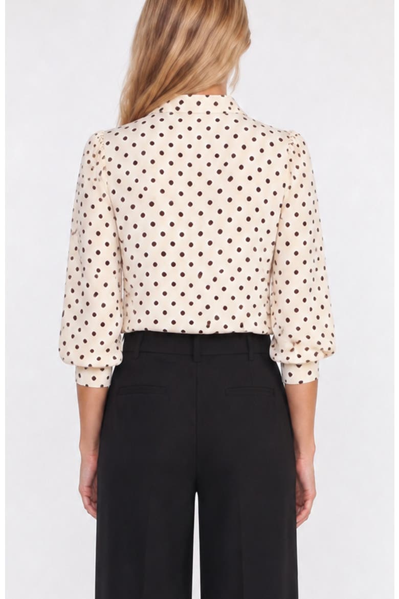 Cate Polkadot Ruched Sleeve Top, Alternate, color, Dot