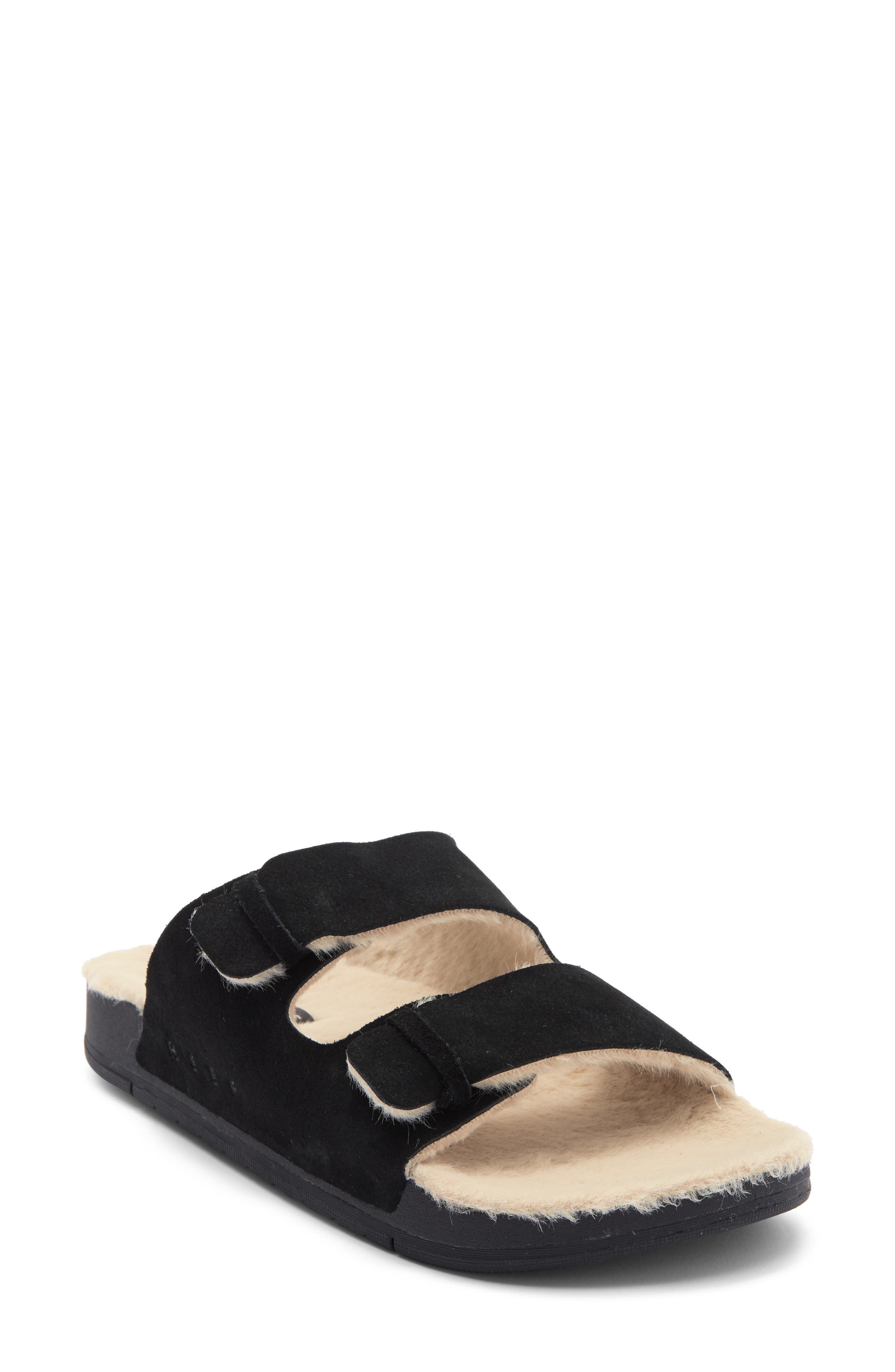 Reef Ojai Two Bar Cozy Faux Shearling Lined Slide Sandal, Main, color, 