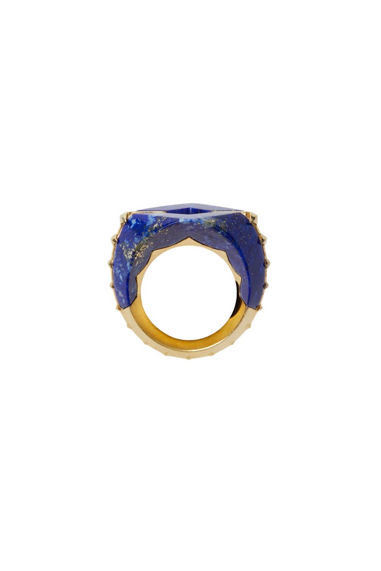 Lapis Hollow Ring, Alternate, color, Gold