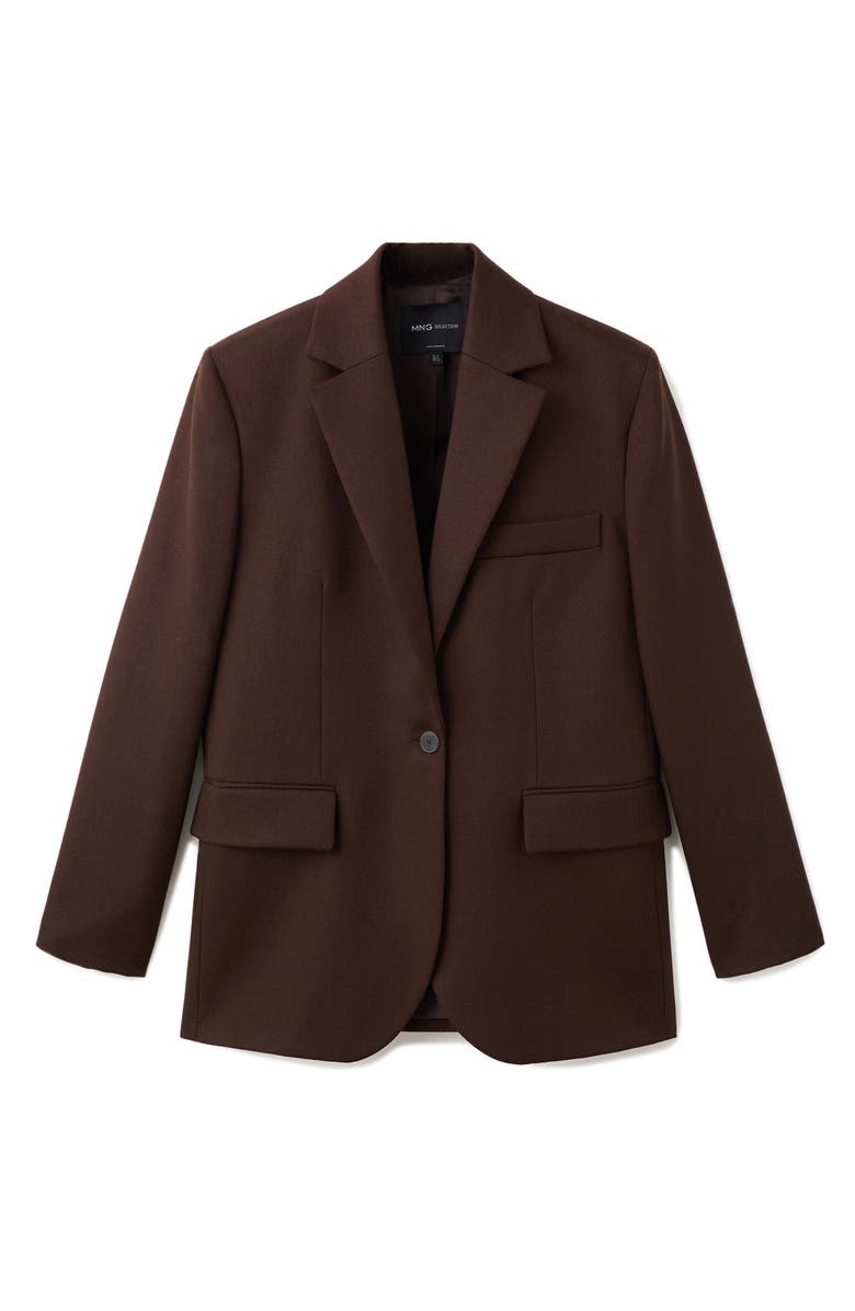 MANGO Selection Oversize Wool Blazer, Alternate, color, Brown