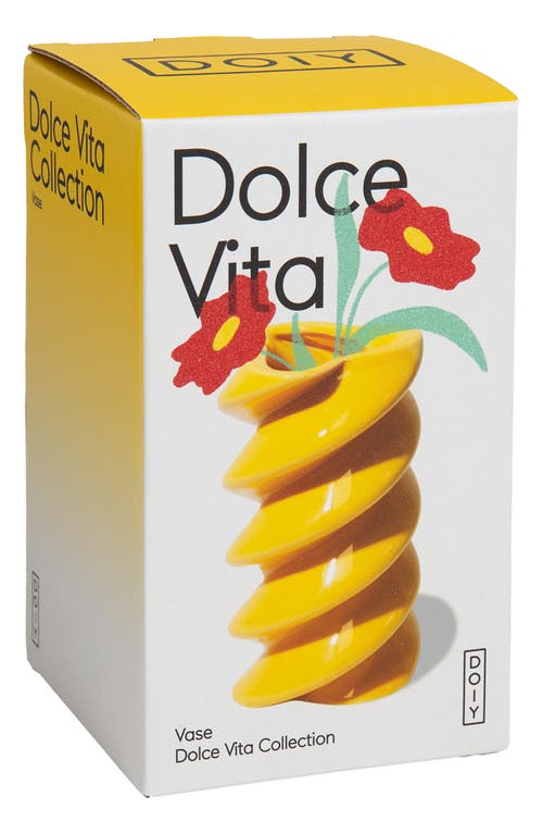 Doiy The Dolce Vita Collection Fusilli Ceramic Vase In Yellow