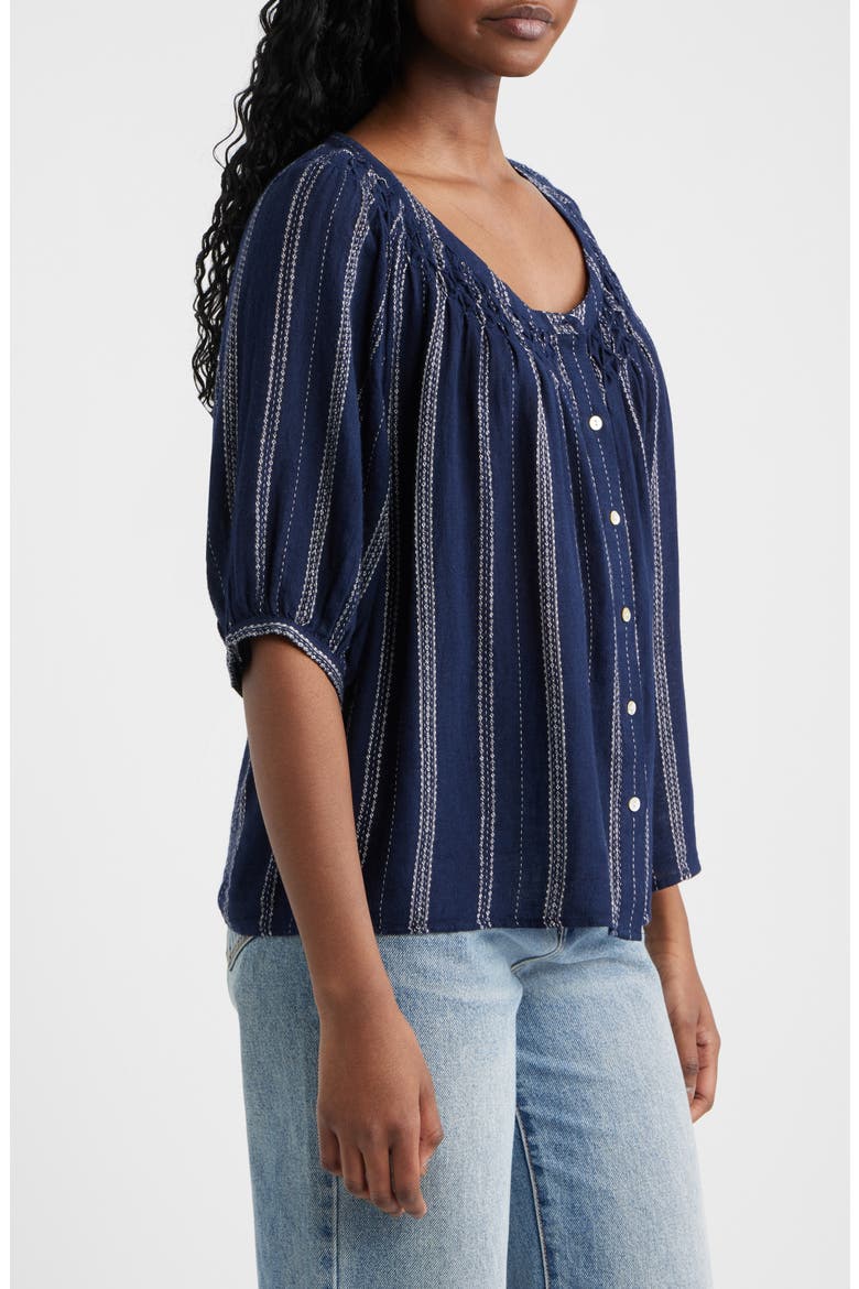 Rix Embroidered Stripe Linen Blend Top, Alternate, color, MARINA STRIPE
